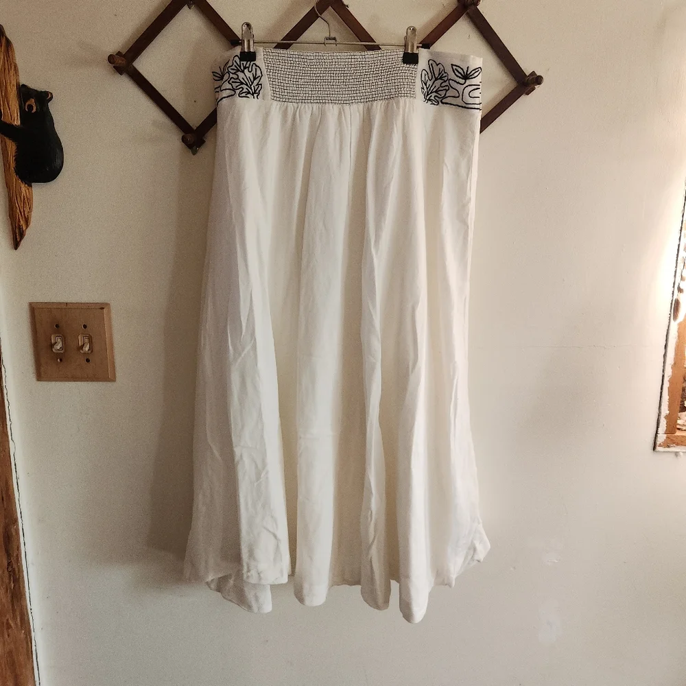 Nwt Free People Lotus Two Piece Set White Blue Embroidered Maxi Skirt Large L - Picture 7 of 13